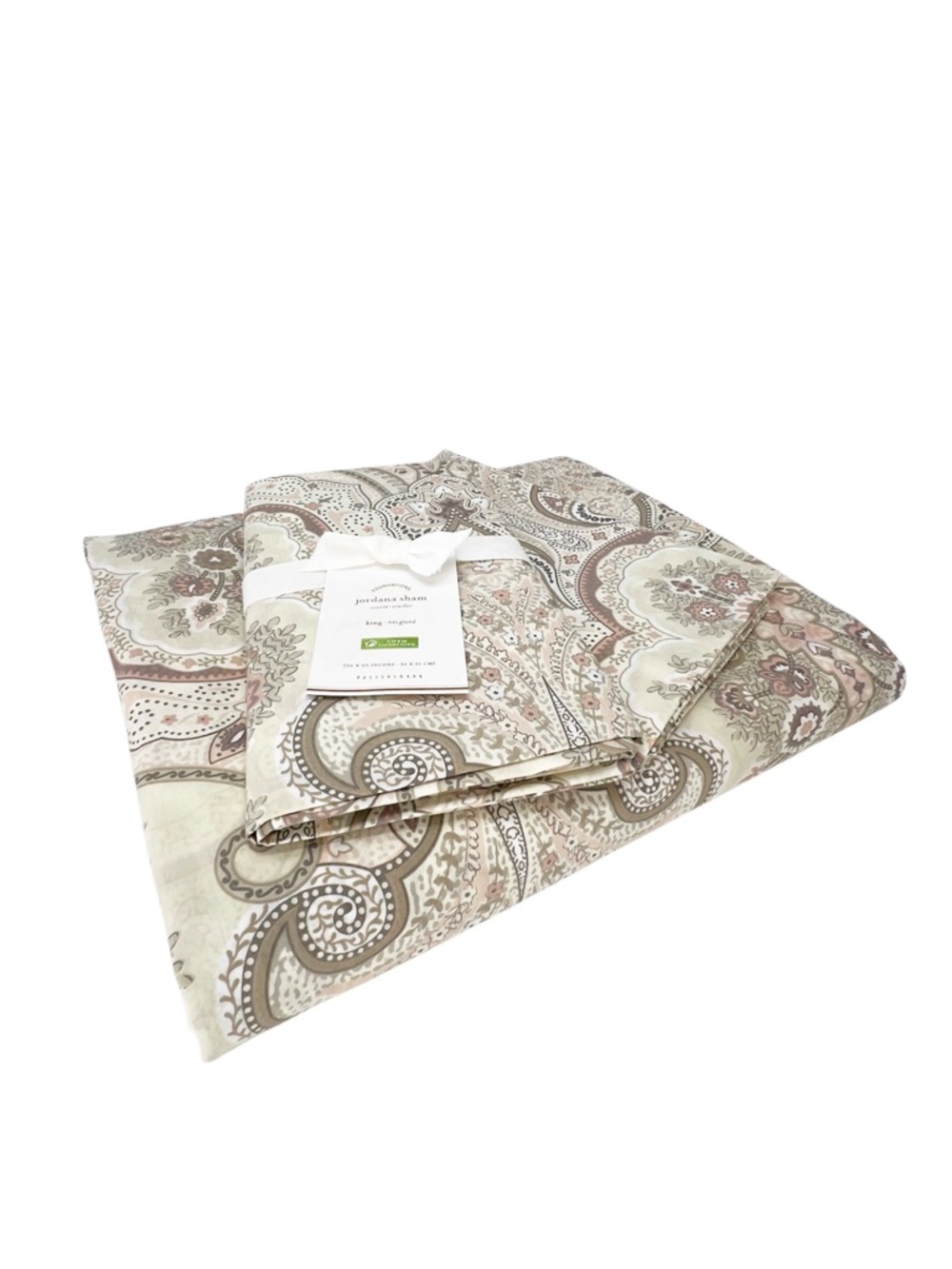 NEW Pottery Barn Jordana Paisley Percale Duvet Cover King/Cal + Shams Neutral - Picture 2 of 8